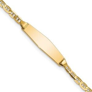 14k Yellow Gold Semi-solid Soft Diamond Shape Anchor Id Bracelet